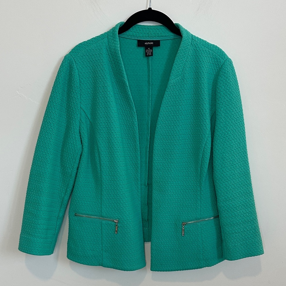 Alfani Women's Vibrant Teal Blazer, Collarless, Size 12